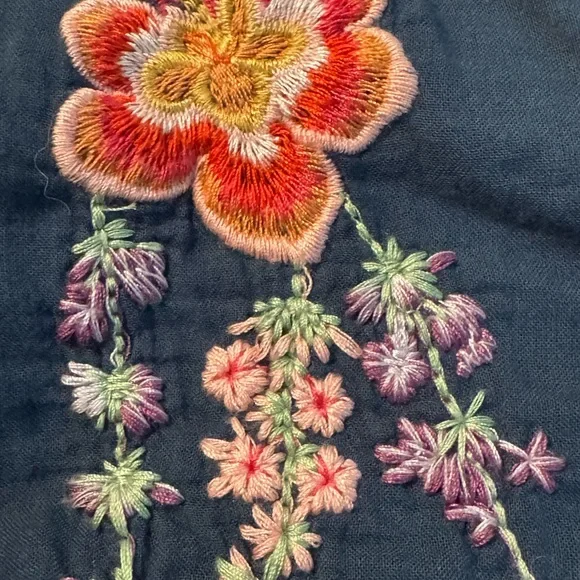 Johnny Was Alaura heavily embroidered tie neck blouse NWT